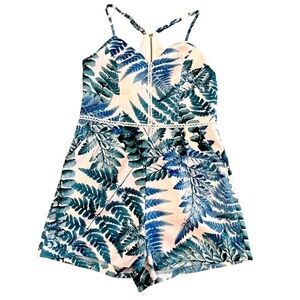 A’gaci Women’s Tropical Leaf Plant Romper, Size Small